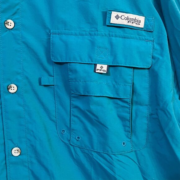 3 Columbia Bahama PFG Breathable Long Sleeve Button Down Shirt (Men's L) Blue - Picture 9 of 16